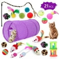 thumbnail image 1 of Semfri 21PCS Cat Toy Set Violet Collapsible Kitten Tunnel Indoor Interactive Cat Toys Teaser Stick Spring Fluffy Mouse Crinkle Ball for Kittens Bunnies Puppies, 1 of 9