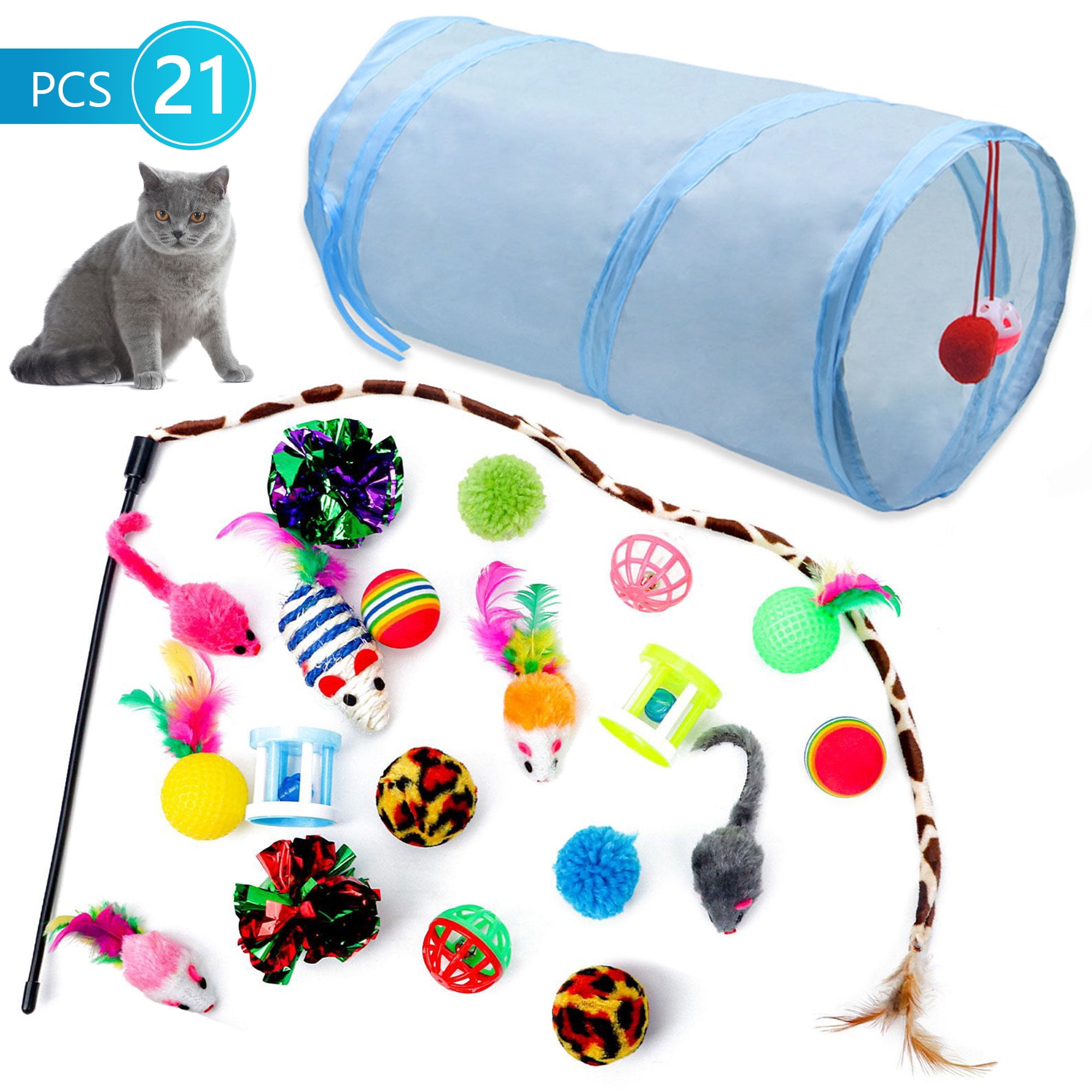 Kitten Set Semfri 21Pcs Cat Toys Kitten Toy Set Tunnel Interactive Cat Toys ...