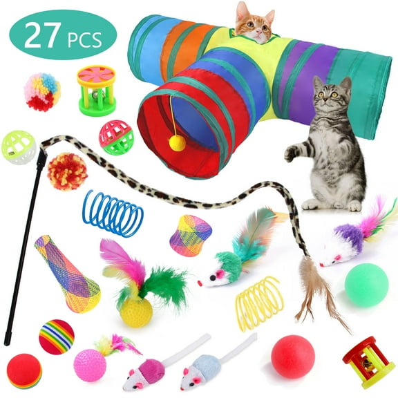 Semfri 22pcs T-Type Interactive Cat Tunnel Toy Set-Colorful for Kittens, Puppies, Rabbits,Guinea Pigs