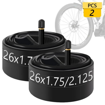 Semfri 2PCS 26inch Heavy-Duty Bicycle Inner Tubes 26x1.75/2.125, 32mm AV Valve, Wear-Resistant for Mountain/Road Bikes (Fits Outer Tires >1.75 Wide)