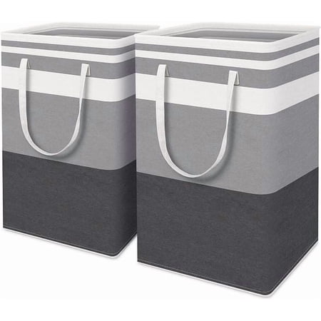 Semfri 2Pack Large Laundry Basket 75L Each Waterproof Freestanding Laundry Hamper Collapsible Tall Clothes Hamper with Extended Handles for Clothes Toys in the Dorm and Family-Gradient Grey