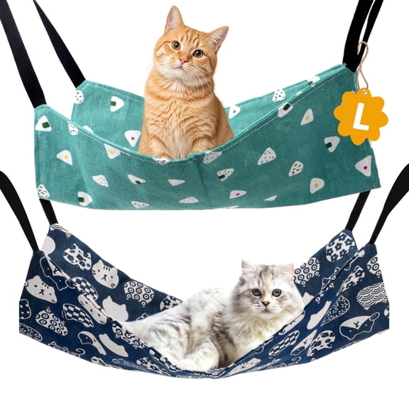 Semfri 2Pcs 2-Piece Hanging Hammock for Cats Breathable and Cute Pet Cage Hammock Suitable for Cats, Puppies, Ferrets, Rabbits, Kittens, And Small Animals- L, Blue