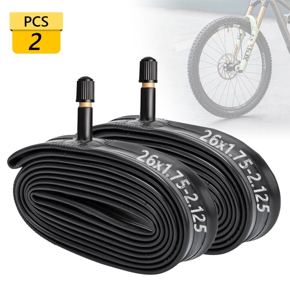 Semfri 2Pcs-26 Inch Heavy Duty Bicycle Inner Tube 26x1.75/2.125 with 32mm Av Inflation Port, Strong Wear Resistance, Mountain Road Folding Bicycle (Suitable for Outer Tires Larger Than 1.75 Wide)