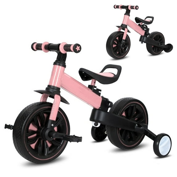 Semfri 3-in-1 Toddler Bike Tricycle for 1 - 3 Years, Adjustable Seat Foldable, Babypink