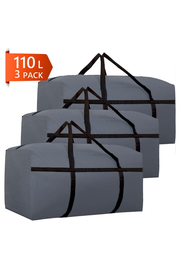 3pack Extra Large Moving Bag 110L Travel Luggage Bag Foldable Waterproof Storage Bag Double Zipper and Strong Handle Moving Available Gray
