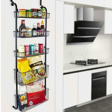 Semfri 5-Tier Over-the-Door Hanging Organizer with Suction Cups & Super Glue, Black