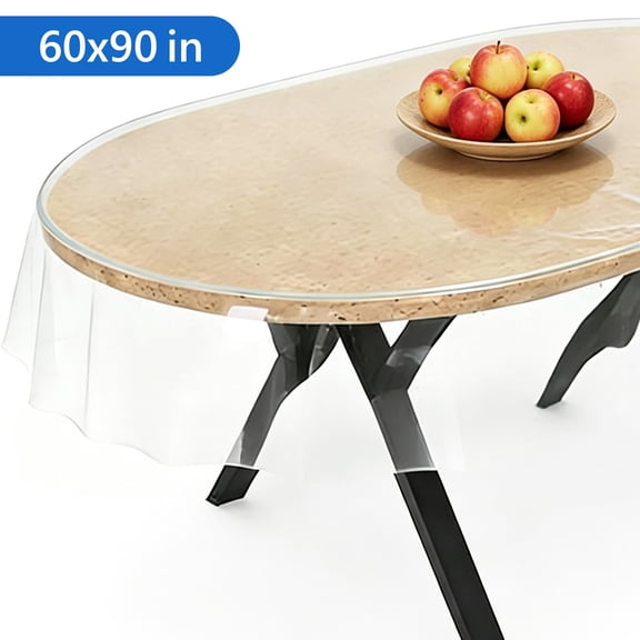 Semfri 60 x 90 inch Plastic Clear Tablecloth Protector Plastic Table Cloth Protector Oval Table Transparent Cover for Dining Tables Parties and Holidays