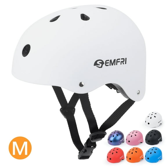 Semfri 9-15 Ages Youth Bike Helmets Skateboard Scooter Boys Girls Bicycle Cycling Adjustable Helmets White