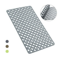 Semfri Bath Tub Shower Mat 30 x 17 inch Extra Soft TPE Non Slip Bath Tub Mats Shower Mats with Drain Holes and Suction Cups for Smooth/Non-Textured Tubs Gray