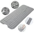 thumbnail image 1 of Semfri Bath Tub Shower Mat 40 x 16 inch Non Slip PVC Bath Tub Mats Shower Mats Extra Large Grey Bathroom Mats with Drain Holes and Suction Cups Grey, 1 of 8