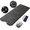 thumbnail image 1 of Semfri Bath Tub Shower Mat 40 x 16 inch Non Slip PVC Bath Tub Mats Shower Mats Extra Large Black Bathroom Mats  with Drain Holes and Suction Cups Black, 1 of 8