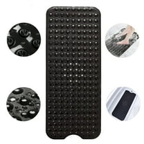 Semfri Bath Tub Shower Mat 40 x 16 inch Non-Slip and Extra Large Bathtub Mat with Suction Cups Machine Washable Bathroom Mats with Drain Holes Black