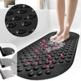 thumbnail image 1 of Semfri Bath Tub Shower Mat Non Slip Shower Floor Mats for Bathroom Bath Tub Washable with Drain Holes and Suction Cups 16 x35 inch Black, 1 of 5