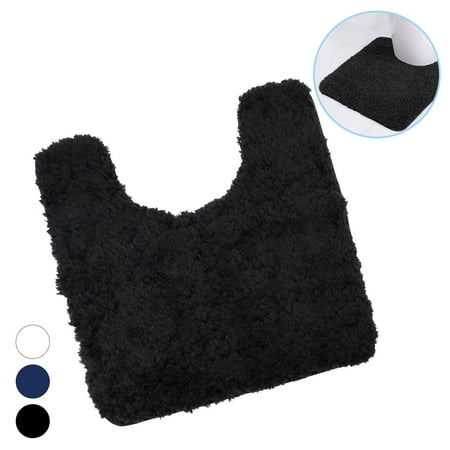 Semfri Black Toilet Rug Contour Bathroom Rugs U Shaped Bathroom Mats Shaggy Soft Contour Carpet for Bathroom Toilet