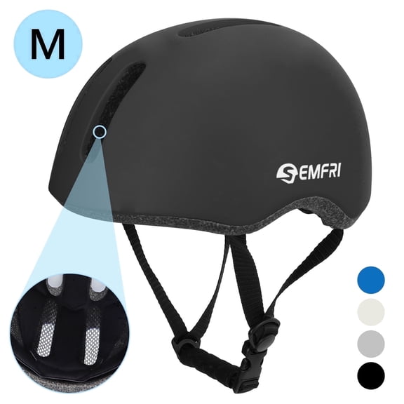 Semfri Adult Bike Helmet Skateboard Road Cycling Helmet Suitable Multi-Sport Scooter Skating Bicycle Medium Size for Men Women Black