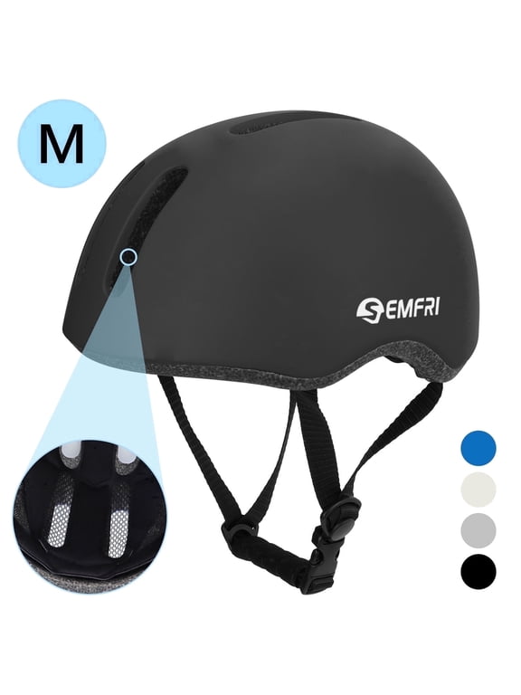 Adult Bike Helmet Skateboard Road Cycling Helmet Suitable Multi-Sport Scooter Skating Bicycle Medium Size for Men Women Black