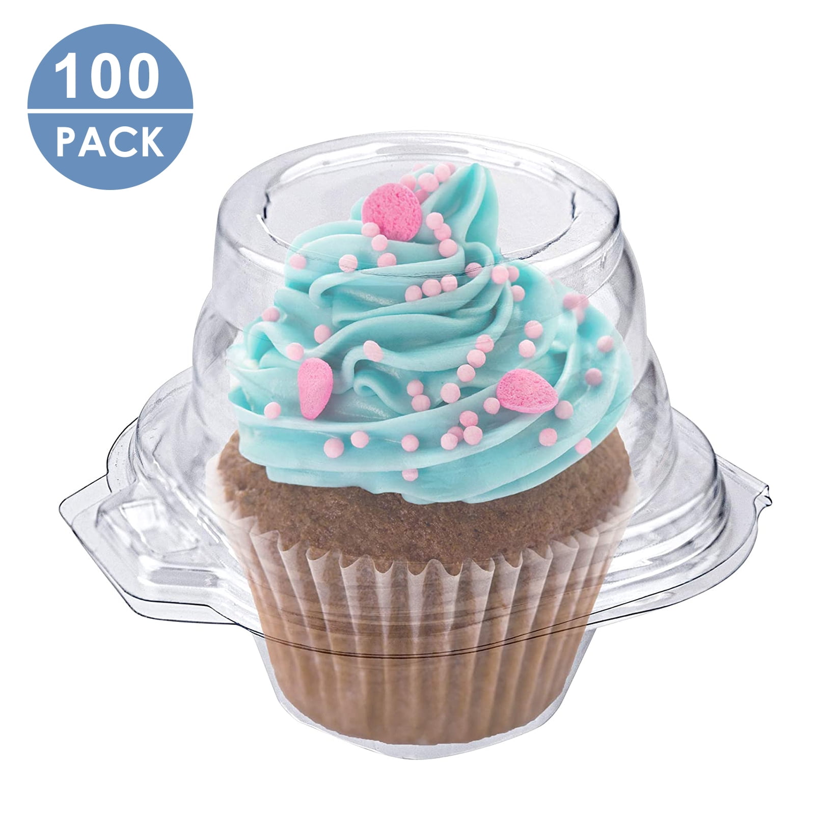 good natured 3 Clear Plastic Cupcake and Muffin Container with Lid, Pack  of 300 - Perfect for Individual Cupcakes, Plant-Based Cupcake Carrier and