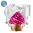 thumbnail image 1 of Semfri Individual Plastic Cupcake Containers Disposable with Connected Airtight Dome Lid 50 Count Clear Single Cupcake Container BPA Free, 1 of 8