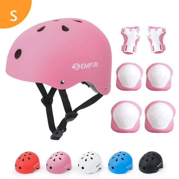 Semfri Kids Helmet Protective Pads Set 3-8 Years Old Adjustable for Boys and Girls Cycling Skating Scooter Pink