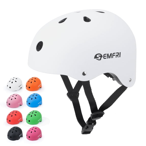 Semfri Kids Bike Helmet Ages 3-8 Years Old Boys Girls Children Adjustable Skateboard Cycling Helmet Lightweight for Toddler to Youth White