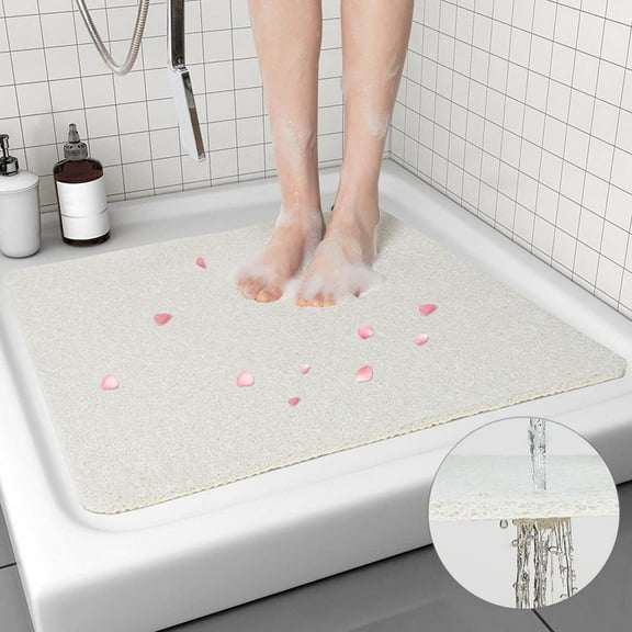 Semfri PVC Loofah Bath Mat Quick Drying Shower Stall Mat Non Slip Shower Mat