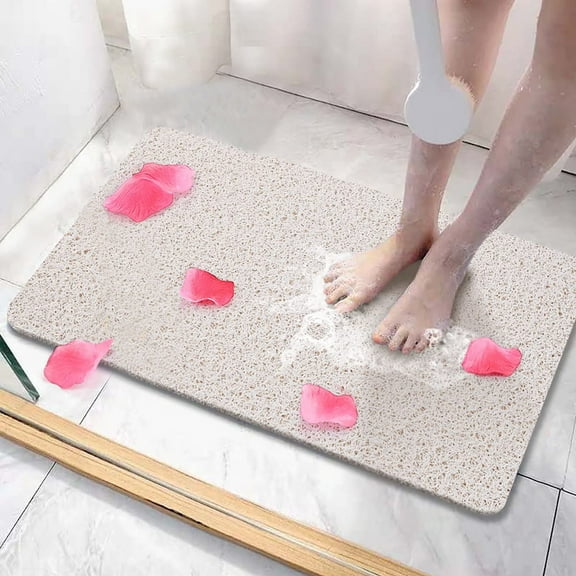 Semfri PVC Loofah Bath Mat Quick Drying Shower Stall Mat Shower Mat Bathtub Mat Non Slip 16 x 24 inch Soft Textured Tub Mat for Wet Area Quick Drying White