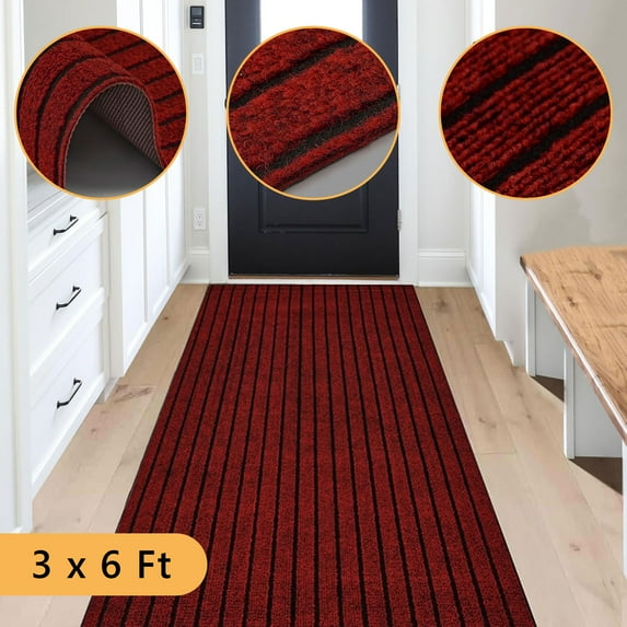Semfri Runner Carpet Runner Rugs 3 x 6 ft Indoor Outdoor Rugs Area Rugs for Kitchen Bathroom Balcony Garage Entryway Stair Aisle Hallway Red
