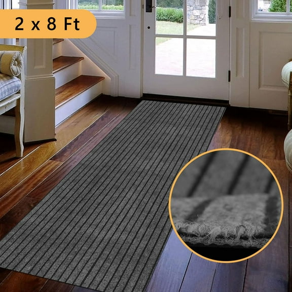 Semfri Runner Rugs 2 x 8 ft Carpet Runner Striped Rug Area Rugs for Aisle Hallway Balcony Garage Entryway Stair Gray