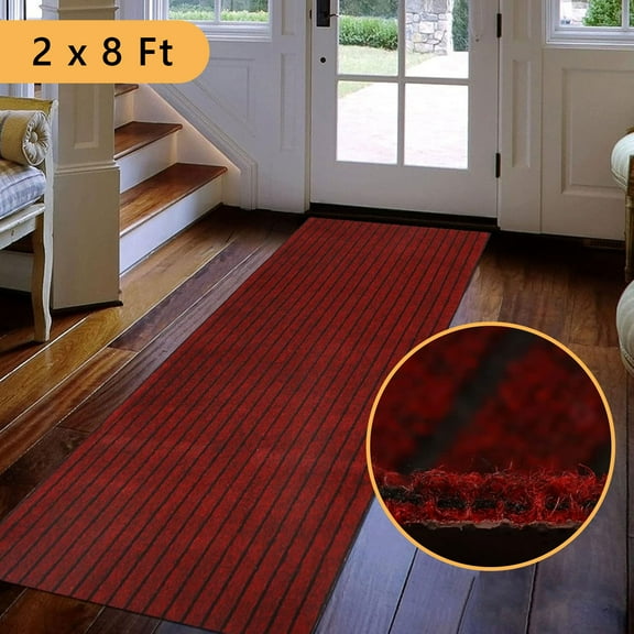Semfri Runner Rugs 2 x 8 ft Carpet Runner Striped Rug Area Rugs for Aisle Hallway Balcony Garage Entryway Stair Red