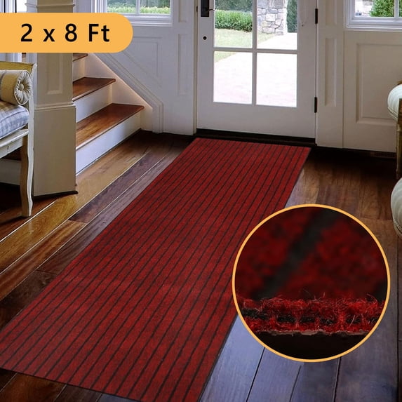 Semfri Runner Rugs 2 x 8 ft Carpet Runner Striped Rug Area Rugs for Aisle Hallway Balcony Garage Entryway Stair Red