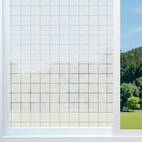 Semfri Square Window Privacy Film (17.5 inch x 6.5 feet) Anti-Peep Static Adhesive UV Blocking Frosted Sun Shading for Home Office Bathroom Kitchen