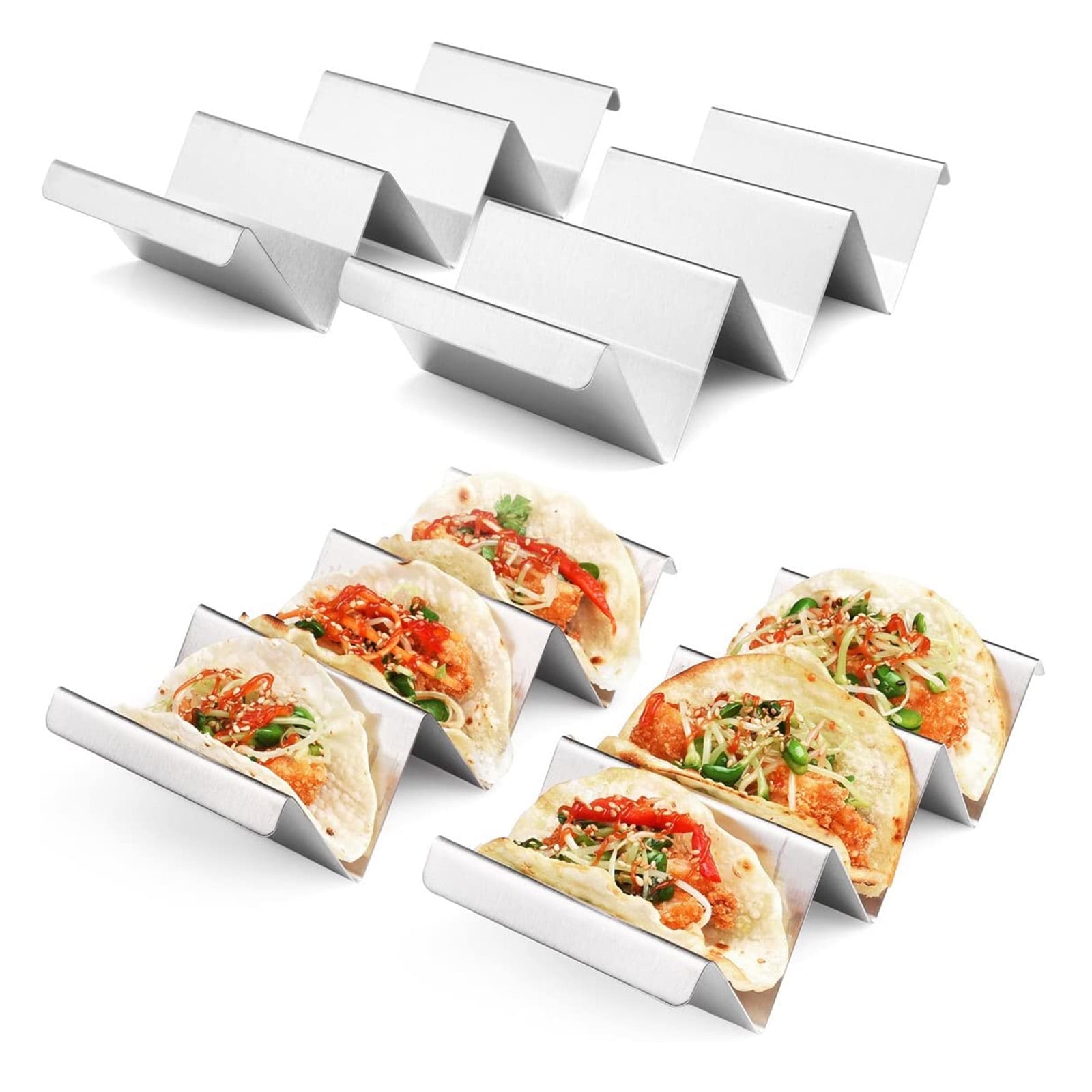 Semfri Taco Holders 2 Packs Stainless Steel Taco Stand Rack Tray Style Truck Tray Style Oven Safe for Baking Dishwasher and Grill Safe - Walmart.com