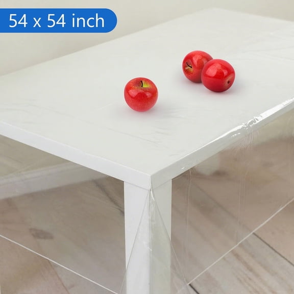 Semfri Waterproof Tablecloth Protector 54 x 54 inch Clear Plastic Table Cloth Vinyl Tablecloths Round Table Cover for Dining Tables Parties Holidays