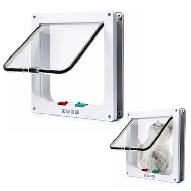 Semfri Weatherproof Cat Door Secure Pet Door with 4-Way Lock Two-Way Entry and Exit Suitable for Interior and Exterior Doors, Windows, Walls, (Small, 7.5inch x 7.8inch Flap)
