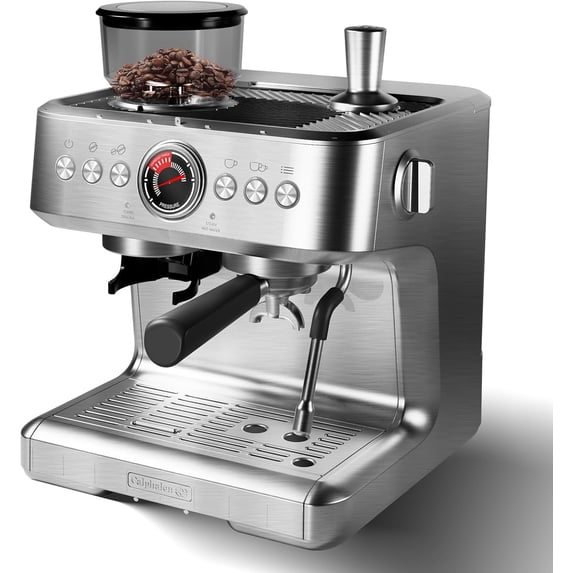 Semi-Automatic Espresso Machine, 20 Bar Coffee Maker with 30 Grinding Setting, Espresso Maker with Grinder