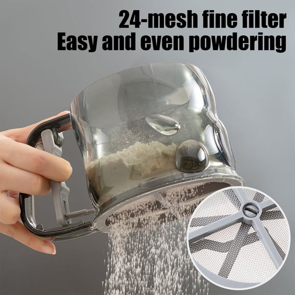 Semi-Automatic Flour Sifter Plastic Flour Sieve Baking Powder Sieve Kitchen Flour Sifter Handheld Baking Sifter for Sugar/Dry Ingredients