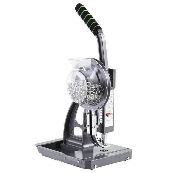 Semi Automatic Grommet Machine with 2000pcs 3/8 Metal Eyelets - Auto Feeding System, Durable Aluminum Construction, Long Lever Soft Grip & Mobility Wheels Included