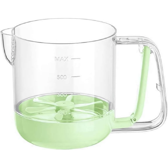 Semi-Automatic Hand Whisk & Mixing Cup - Rapid Egg Beater for Eggs, Batters, Milk Powder & Marinades, Kitchen Hand Mixer Tool with Lid(XX-Green)