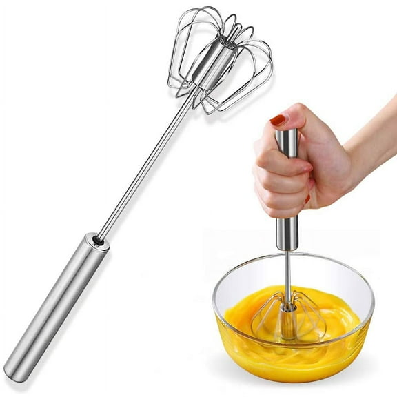 Semi-Automatic Rotating Stainless Steel Hand Egg Beater, Labor-Saving Manual Stirrer for Cream & Egg Mixtures