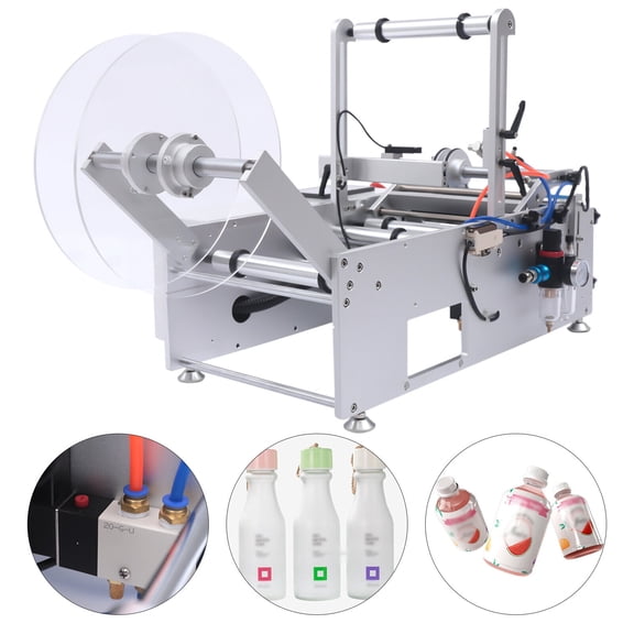 Semi-Automatic Round Bottle Labeling Machine LT-190, 20-40 Labels/Minute, 0.0197in Accuracy, Aluminum and Iron Construction, Suitable for 0.787-4.72in Diameter Bottles