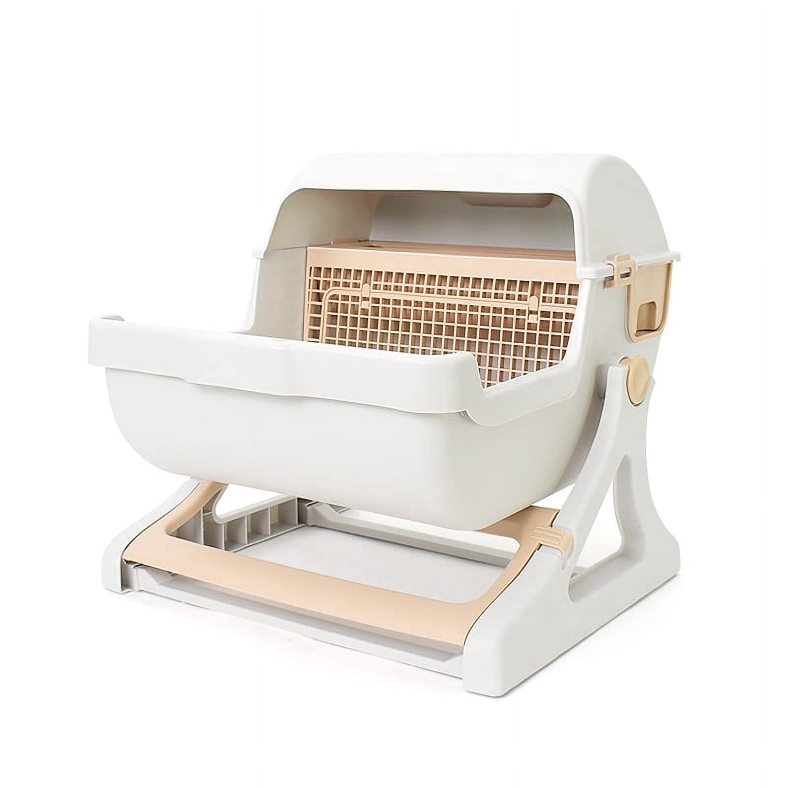 Semi-Automatic Self-Cleaning Cat Litter Box，Easy to Clean, Battery-Free，ABS Material Cat Toilet