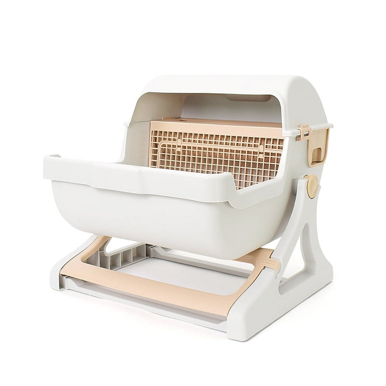 Semi-Automatic Self-Cleaning Cat Litter Box，Easy to Clean, Battery-Free，ABS Material Cat Toilet