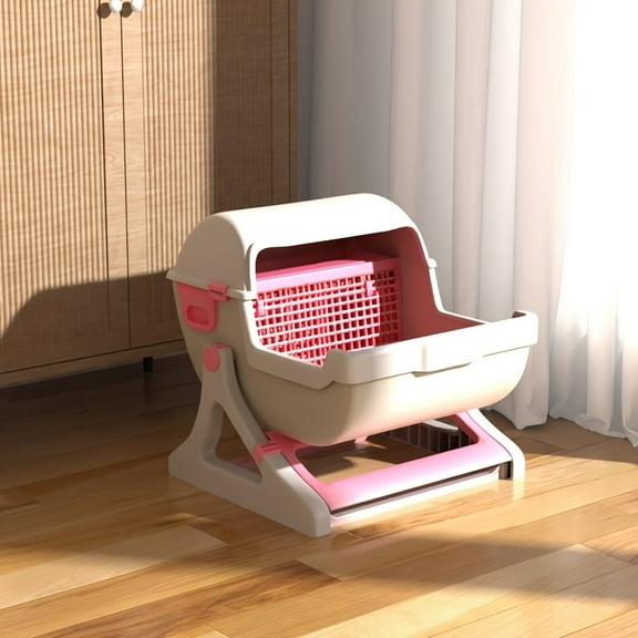 Semi-Automatic Self-Cleaning Cat Litter Box, Easy to Clean, Battery-Free, Durable ABS Material, Safe & Simple Cat Toilet