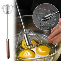Semi-Automatic Stainless Steel Whisk, Hand Press Rotary Mixer for Cream and Batter, No Electricity Needed Baking Tool(A)