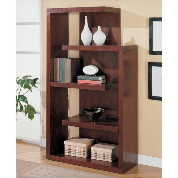 Semi-Backless Bookcase in Warm Cappuccino Finish by Coaster