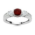 thumbnail image 1 of Semi Bezel Set 4MM Round Garnet 925 Sterling Silver Three Stone Women Valentines Day Gifts Ring, 1 of 3