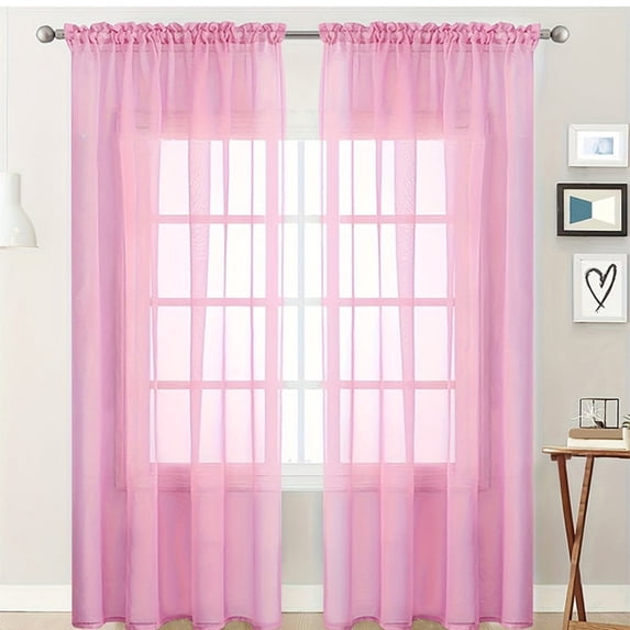 Semi Blackout Chiffon Curtains, Bedroom and Living Room Decoration, 2Pcs