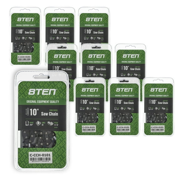 Semi Chisel Chainsaw Chain 10 inch .050 3/8 LP 39DL for Echo Poulan 10 Pack 810-CCC2323H