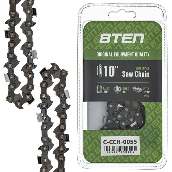 Semi Chisel Chainsaw Chain 10 inch .050 3/8 LP 40DL for Echo Poulan Greenworks 810-CCC2277H