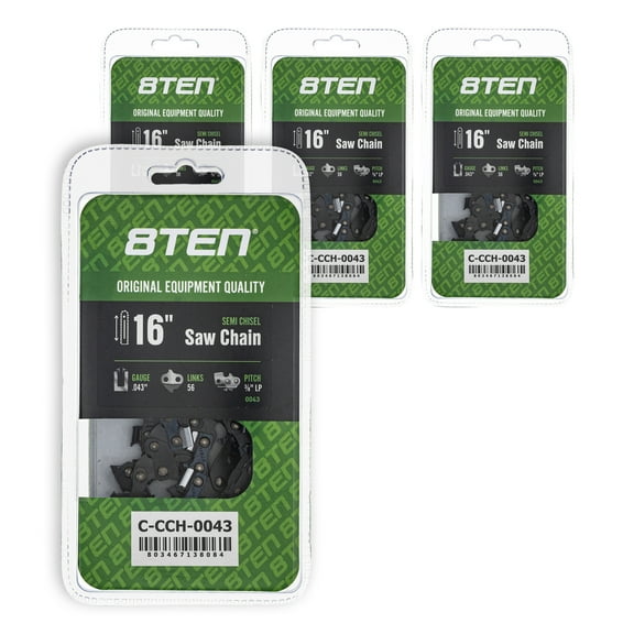 Semi Chisel Chainsaw Chain 16 inch .043 3/8 LP 56DL for Poulan DeWalt 4 Pack 810-CCC2265H
